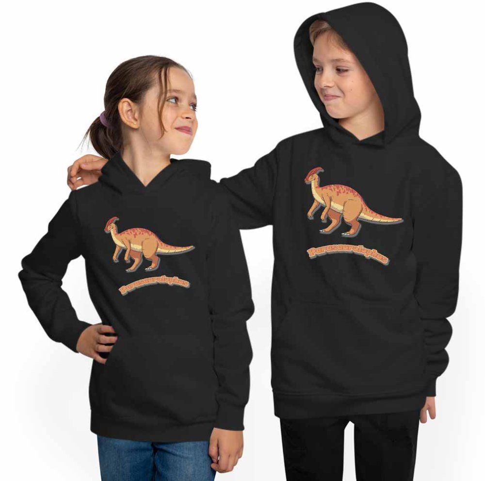 Hoodie Kids Hooded Sweatshirt - With Parasaurolophus i65